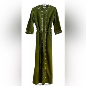 LOUNGEES House Coat Olive Green Robe & Tie Belt Size Medium Vintage 1960’s